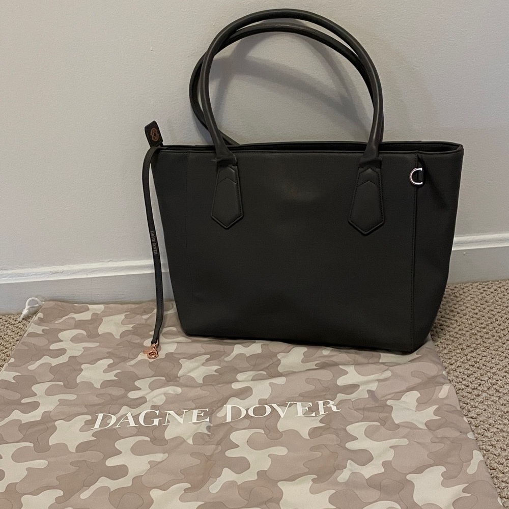 Dagne Dover Signature Classic Coated Canvas Tote Graphite